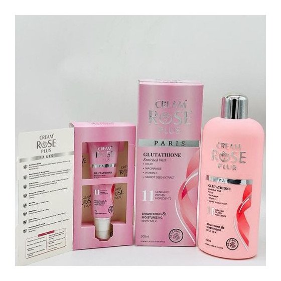 Gamme Cream Rose Plus Glutathione: Lait et Tube - 50 gr -500ml