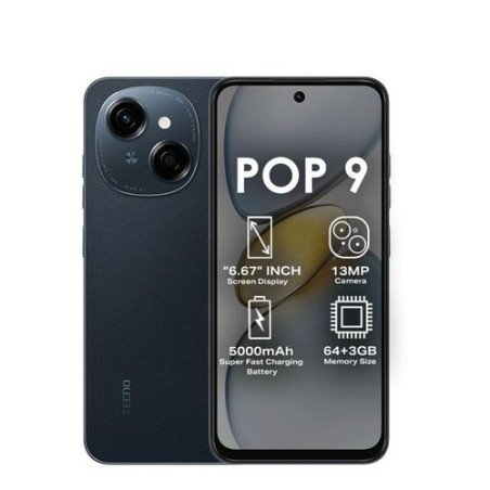 Tecno POP 9 – 64GB ROM + 3GB RAM – 5000mAh - Noir -
