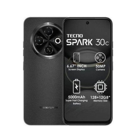 Tecno Tecno Spark 30C - 6.67" - ROM 128Go - RAM 4Go - Photo 50MP - 5000mAh- Dual SIM – Black
