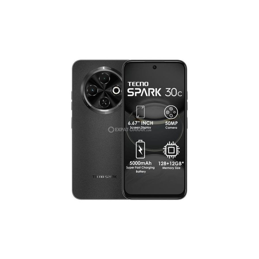 Tecno Spark 30C 6.6",128GB + 4GB RAM,50MP,5000mAh- Orbit Black Tecno Spark 30C 6.6",128GB + 4GB RAM,50MP,5000mAh- Orbit Black