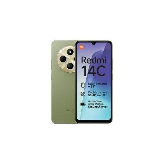 XIAOMI Redmi 14C- ROM 128 Gb - RAM 4 Gb - 6.88" -50Mpx - 5160mAh - Green - Garantie 12 mois