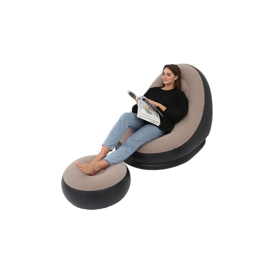 Chaise longue, pouf gonflable de luxe et repose-pieds avec tissu en peluche douce – I Chaise longue, pouf gonflable de luxe et repose-pieds avec tissu en peluche douce – I