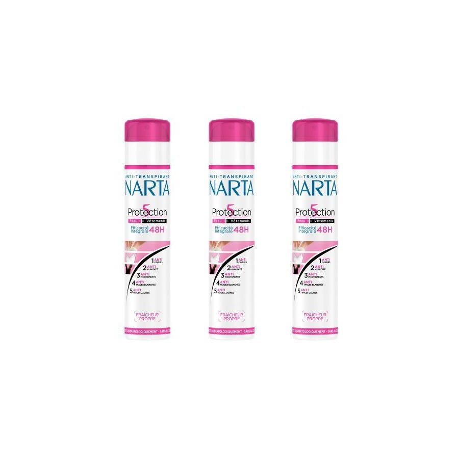 Lot de 3 Narta Déodorant Homme Protection 5 - 200 ml Lot de 3 Narta Déodorant Homme Protection 5 - 200 ml