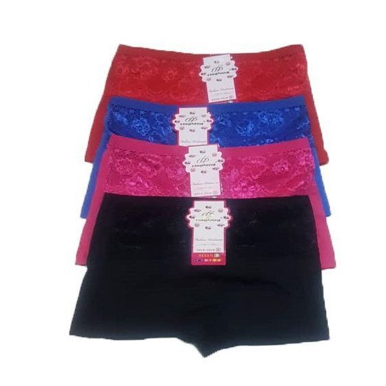 Lot de 4 Boxers en Coton Pour Femme - Rose Bleu Noir Rouge