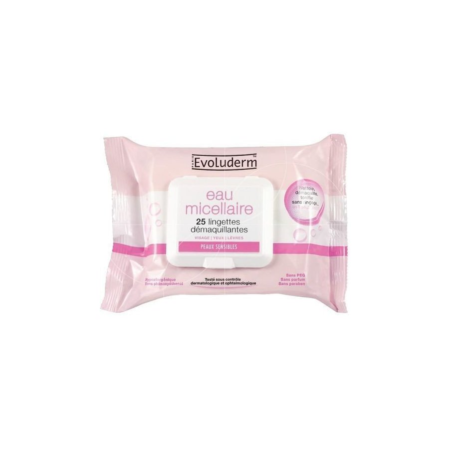 Evoluderm eau micellaire lingettes démaquillantes x25