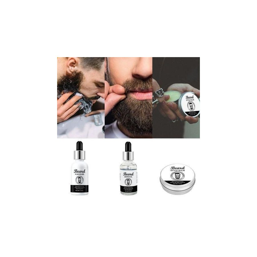 Beard Balm Soin de Barbe Set Avec Shampooing Huile pour Baume Cire Cadeau Hommes