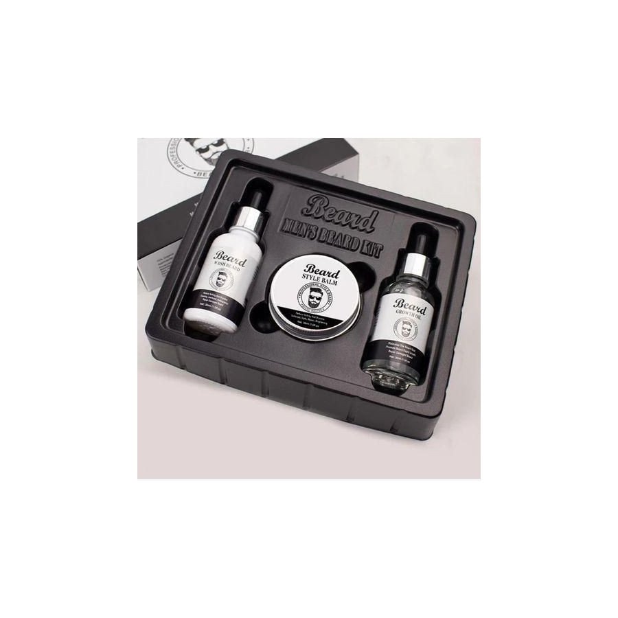 Beard Balm Soin de Barbe Set Avec Shampooing Huile pour Baume Cire Cadeau Hommes