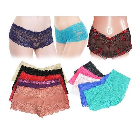 Lot de 6 Shorty Boxers en Dentelle - Multicolore