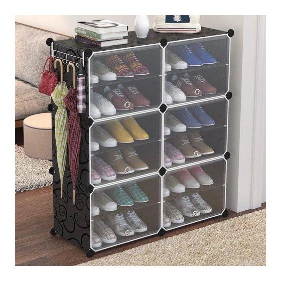 Rangement de Chaussures Plastique Cube - 4 Cubes Divisés en 2