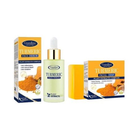 Pack2 (Sérum, savon), ensemble curcuma soins de la peau, hydratant et nettoyant