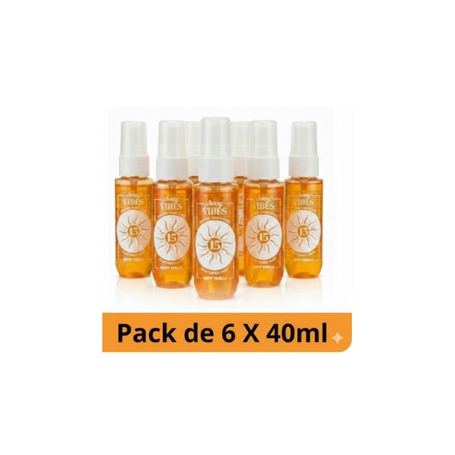 LOT DE 6 BODY MIST SUNNT VIBES HAPPY VANILLA 40ML - PARFUM