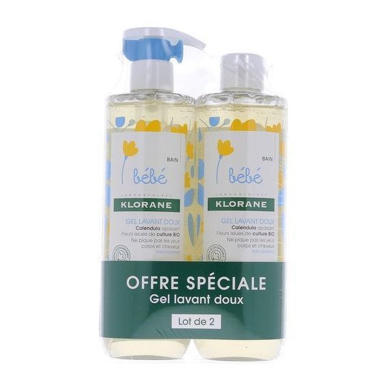 Klorane Lot de 2 Gels Moussants Corps et Cheveux – 2 × 500 ml