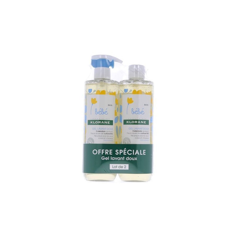 Klorane Lot de 2 Gels Moussants Corps et Cheveux – 2 × 500 ml