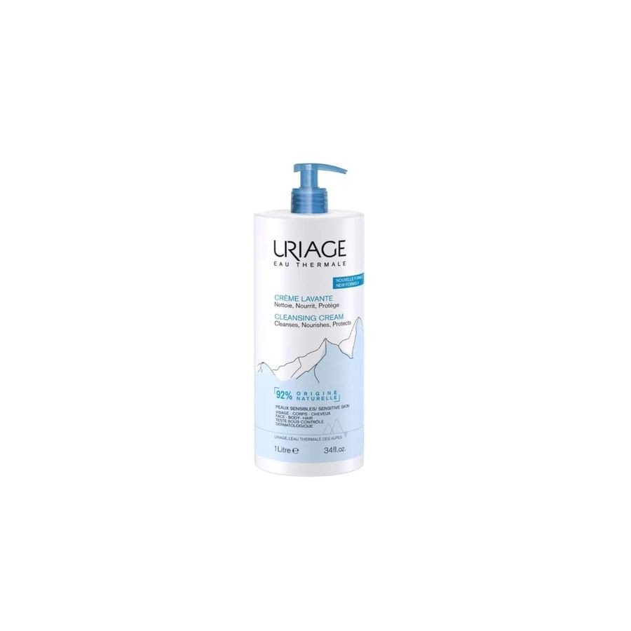 Uriage Crème Lavante Nourrissante - Visage, Corps et Cheveux - Peaux Sensibles, 1L
