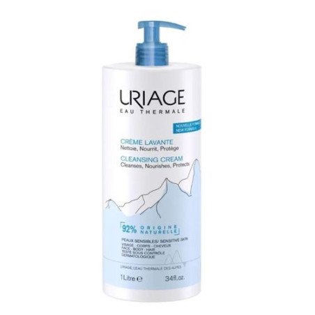 Uriage Crème Lavante Nourrissante - Visage, Corps et Cheveux - Peaux Sensibles, 1L