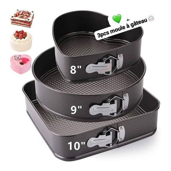 Lot de 3 Moules à Gâteau 24 / 26 / 28 cm