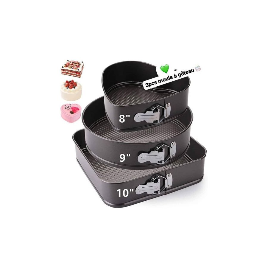 Lot de 3 Moules à Gâteau 24 / 26 / 28 cm