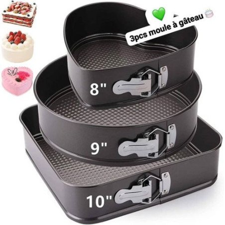 Lot de 3 Moules à Gâteau 24 / 26 / 28 cm