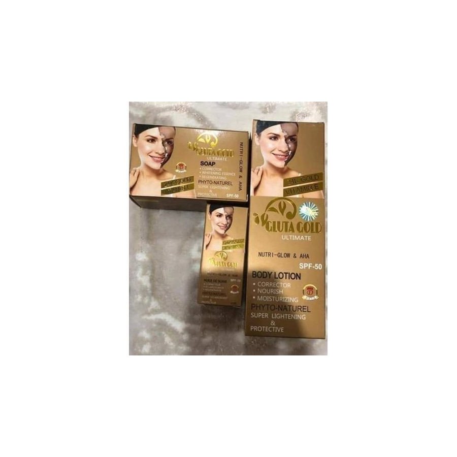 Gamme Glutathione Gold Ultime - Lait Eclaircissant + Sérum et Crème Visage