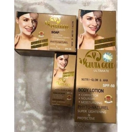 Gamme Glutathione Gold Ultime - Lait Eclaircissant + Sérum et Crème Visage