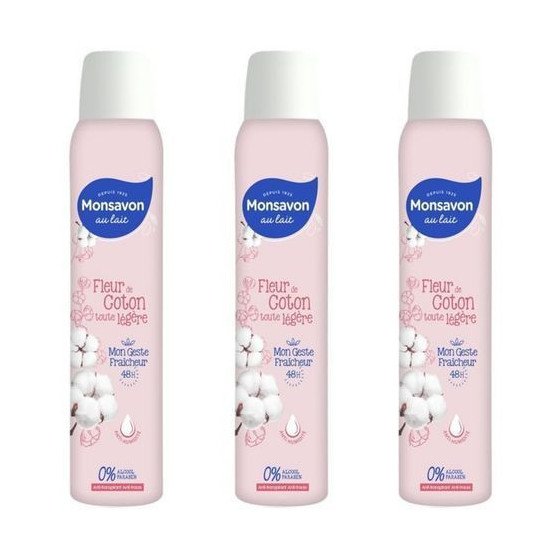 Lot de 3 Déodorants Spray - Lait Coton - 200 ml