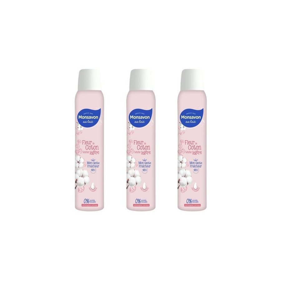 Lot de 3 Déodorants Spray - Lait Coton - 200 ml