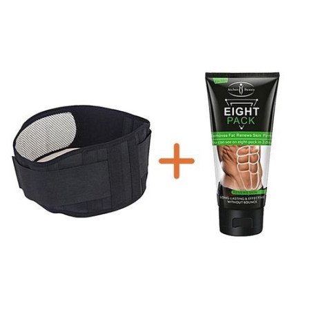 Pack Ventre Plat Intense: Ceinture Lombaire Réglable Auto-Chauffante + Crème Ventre Brûle Graisse