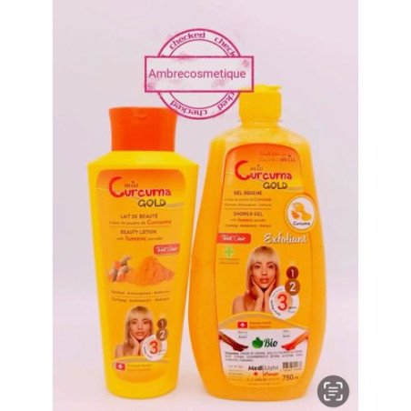 Gamme MidiLight Curcuma Gold: Gel de Douche  et Lait Corps Éclaircissant - Anti - tache