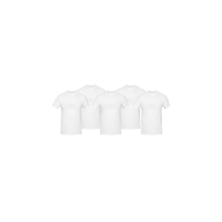 Pack de 5 T-Shirts - Col Rond - Manches Courtes - Coton  - Blanc