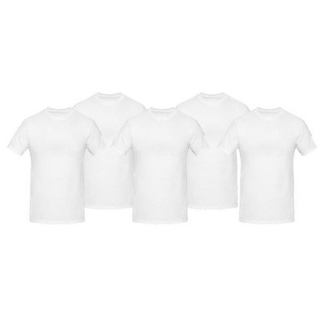 Pack de 5 T-Shirts - Col Rond - Manches Courtes - Coton  - Blanc