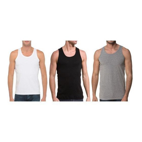 Offre spéciale : Pack de 3 Sous-vêtements Débardeurs Homme - Blanc/Gris/Noir