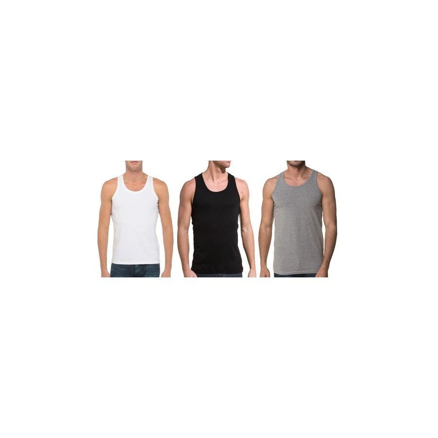 Offre spéciale : Pack de 3 Sous-vêtements Débardeurs Homme - Blanc/Gris/Noir