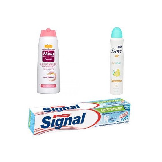 Mixa Lait 250ml Beauté-Dove Déo Poire 250ml-Signal Pro Carie 75 ml