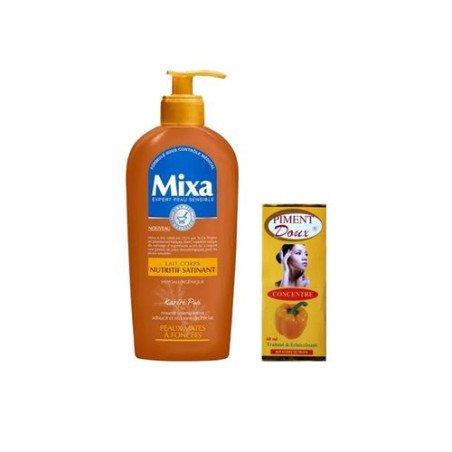 Pack Teint Marron Caramel Lait mixa 250 ml + Sérum aux AHA