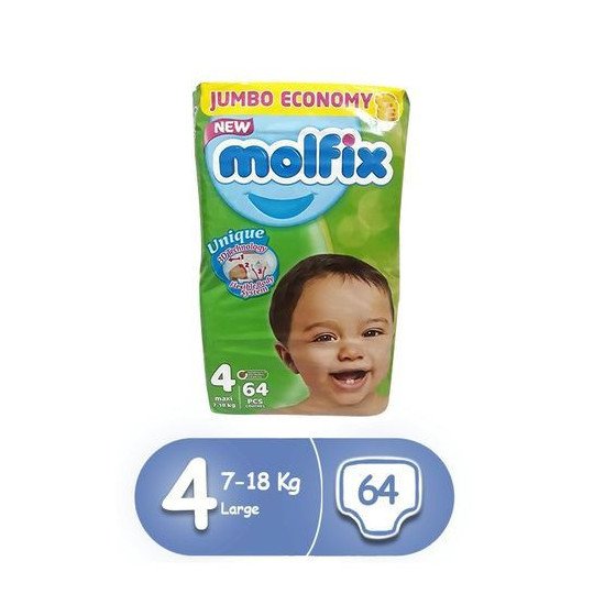 MOLFIX JUMBO - Couches 3D Maxi taille 4 (7-18 kg) 64 couches