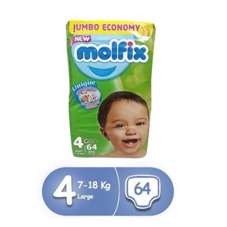 MOLFIX JUMBO - Couches 3D Maxi taille 4 (7-18 kg) 64 couches