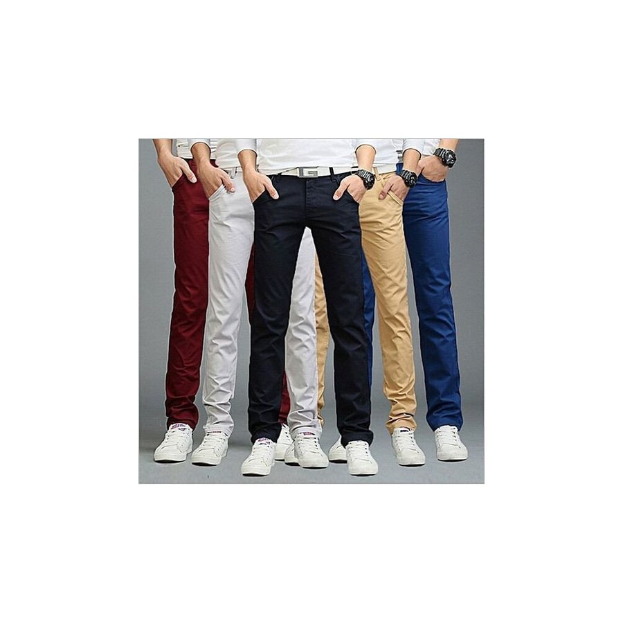 Pack de 5 Pantalons Kaki pour Homme - Rouge / Gris / Noir / Beige / Bleu