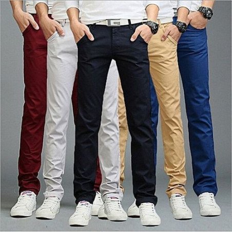 Pack de 5 Pantalons Kaki pour Homme - Rouge / Gris / Noir / Beige / Bleu