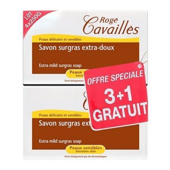 Savon Surgras Extra-Doux - Lot de 3 x 250 g + 1 Gratuit